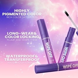 Máscara de Tinta de Labios, Tinta de Labios que se Limpia, Resistente al Agua, a Prueba de Transferencia, Altamente Pigmentada, Tinta de Labios Ultra 