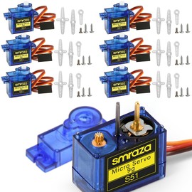Smraza 6 Pcs SG90 9G Micro Servo Motor Kit (Metal Gear) for Arduino Projects, RC Robot, Robot Arm, Helicopter, Airplane, Car and Boat Control, Mini Servo Applications