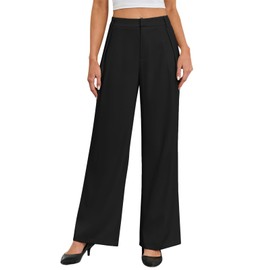 Gracyoga Slacks for Women Wide Leg Pants Casual Business Work Trousers Plus Size Long Straight Suit Pants Classic Dress Pants for Interview Black XL