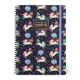 Legami - Ruled notebook with spiral binding - A4 format, spiral notebook maxi, contains 1 sheet of stickers, 160 removable pages, made of FSC paper, elastic band, 21 x 29 cm, unicorn theme