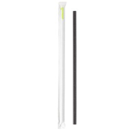 Restaurantware 10 Inch Paper Straws For Drinking 100 Sturdy Eco-Friendly Paper Straws - Premium Wrapped Black Paper Durable Paper Straws For Cold Drinks