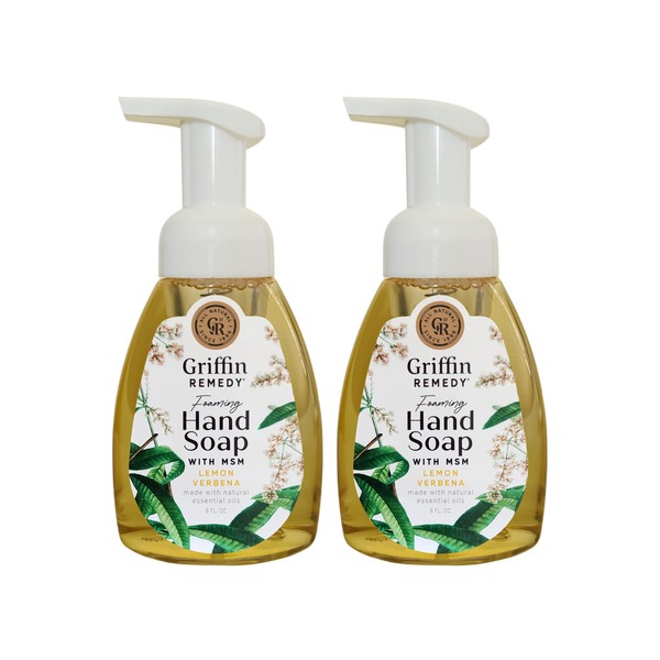 Griffin Remedy Foaming Hand Soap - Lemon Verbena Essential Oils and Organic MSM, Moisturizing, All-Natural, Paraben-Free 8 fl oz, 2 count