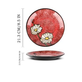 Ceramic Salad Plates Set,8.5 in - Plates Set of 6 - For Steak,Salad, Pasta,Appetizer, Serving etc - Dishwasher, Microwave, and Oven Safe, Scratch Resistant, Smooth Glaze (Multicolor A, 8.5 Inch)