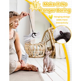 Eisfiel Flapping Bird Cat Toy, No Flying, Chirping Bird Cat Toy Flapping Wings, Interactive Toy for Kitten or Small Dogs, Touch Activated, Rechargeable(Bird + Cover*1)