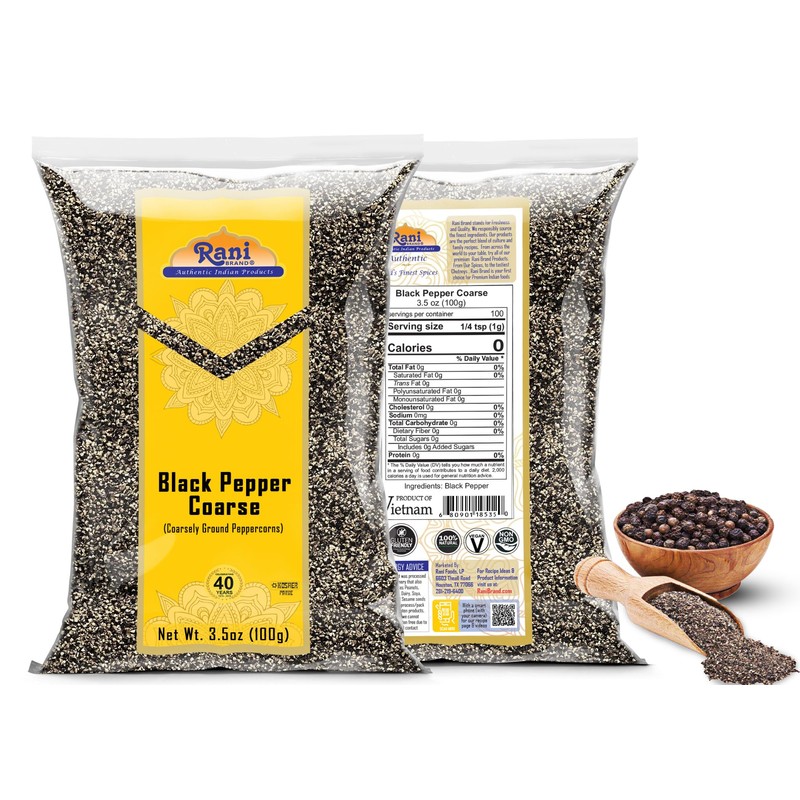 Rani Black Pepper Coarse Ground 28 Mesh (Table Grind) 3.5oz