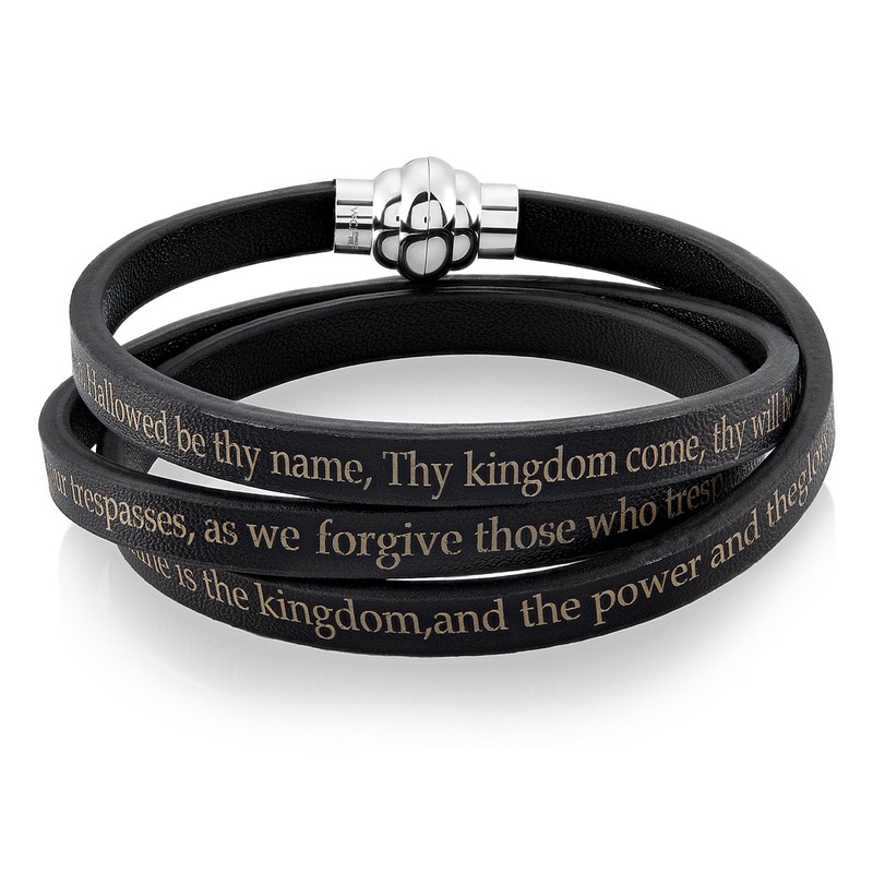 West Coast Jewelry Lord's Prayer Leather Wrap Bracelet - 7.5