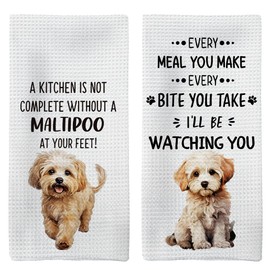 Tzhim Maltipoo Dog Kitchen Towels, Maltipoo Gifts Hand Towels, Gifts for Maltipoo Lovers Dish Towels Dishcloths Tea Towels for Kitchen, Dog Mom Gifts, Dog Kitchen Bathroom Decor, 16x24 Inch