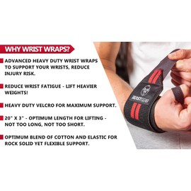 Beast Gear Wrist Wraps – Heavy Duty Professional Standard Weight Lifting Wrist Wraps.