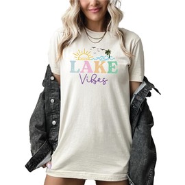 Lake Vibes, Camping, glamping, camping essentials, camping shirts for women, camping accessories, lake life, graphic tees for women, Summer, womens tops, spring tops for women 2024 trendy, hiking