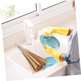 TOVINANNA 2pcs Bamboo Pot Scrub Brushes with Long Handles Durable Kitchen Cleaning Accessories for Household Hotel Restaurant Use Compact and Space Saving Design