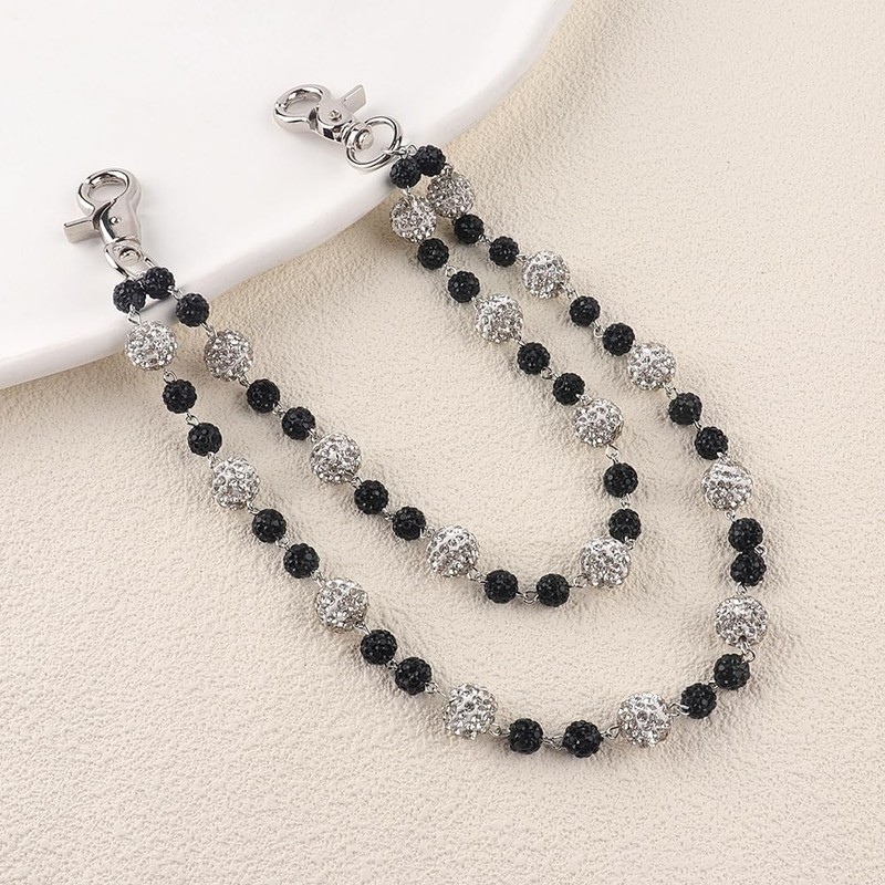 Ceramic Beads Wallet Pants Waist Chain Shiny Hip Hop Disco