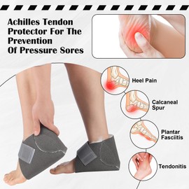 Jeere 2 Pcs Heel Protectors for Pressure Sores Sheepskin Heel Pads Soft Foot Cushions Pad Heel Protectors Adjustable Foot Pillows with Securing Strap for Bed Sore Ankle Ulcers(Dark Grey)