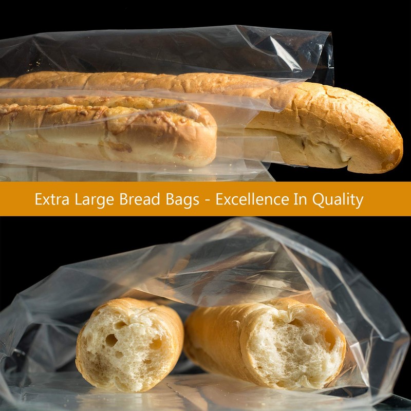 Large Bread Poly Bags,100 Pcs 22x6x10 Inch Bread Loaf Packing