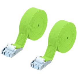 PATIKIL 1" x 13 ft Lashing Strap with Buckles, 2 Pcs Cam Buckle Tie Down Straps Adjustable Heavy Duty Secure Cinch Straps Up to 551 lbs for Cargo Kayak Bicycles, Fluorescent Green