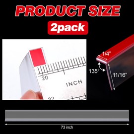 Nuanchu 2 Pcs Clear Vinyl Angled L-type Seal Strip with Pre-applied Self Adhesive Backing Bathroom Threshold Water Strip Shower Door Seal Strip for Gap Less Than 11/16" - 73 Long Frameless Shower Door