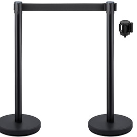 Happybuy 6 - Pack Crowd Control Stanchions with 3PCS 6.5FT Retractable Belts - Easy Assembly for Effective Crowd Management