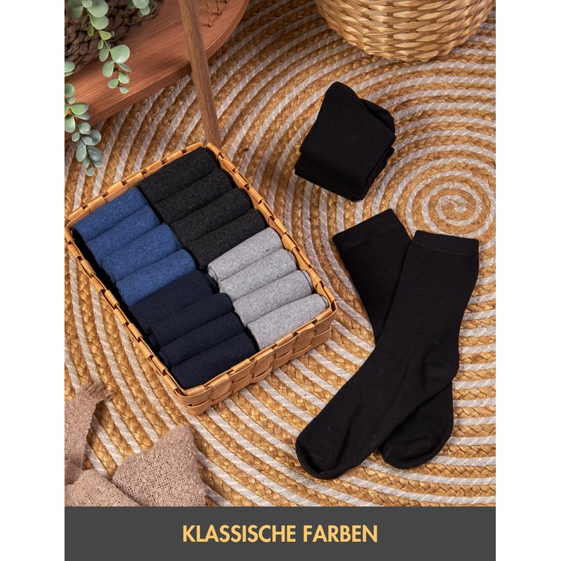 Basic Treasure 20 Pairs Men's Cotton Socks Black or Blue
