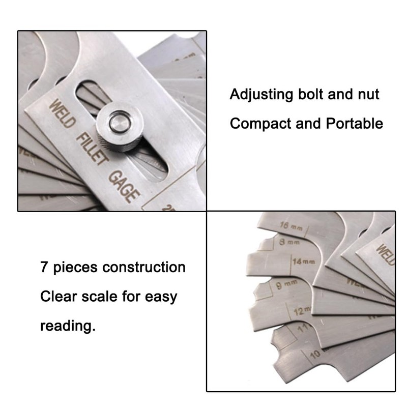 7 Pcs Fillet Weld Set Gage, MG-11 Metric RL Gauge