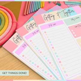 To Do List Notepad | Daily Planner, Brain Dump, Organizer and Priority List | 50 Undated Tear Away Sheets | A5 (Rainbow)