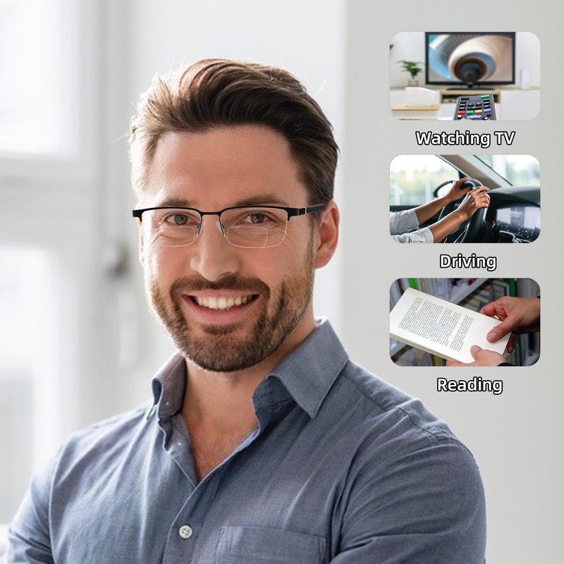 zooxsky 2 Pack Bifocal Metal Reading Glasses for Men,Classic Square