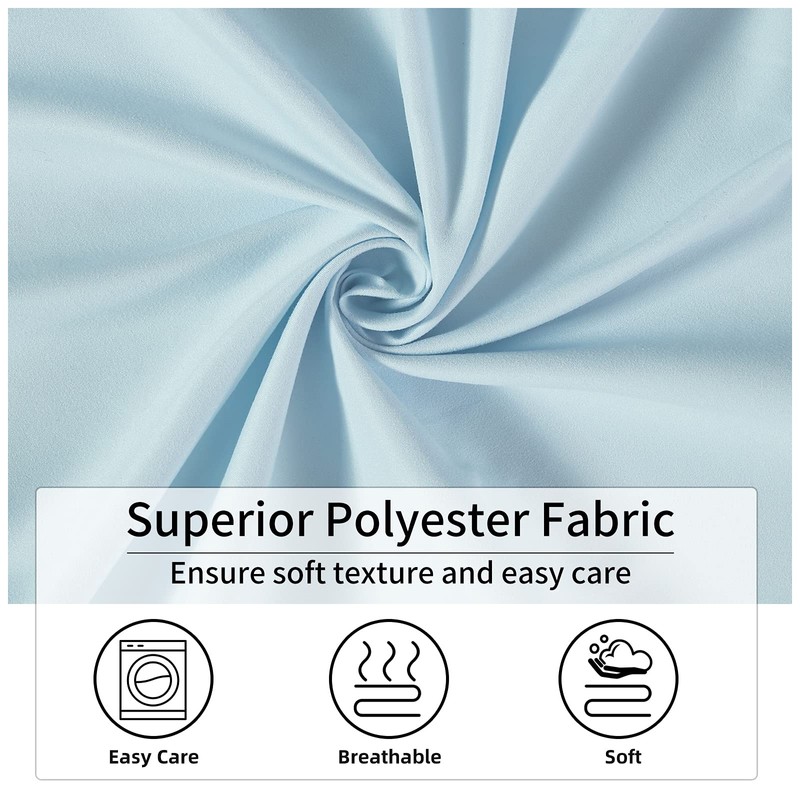 YOSTEV Light Blue Ruffle Shower Curtain Farmhouse Fabric Cloth Shower
