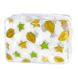 TotePrint 2PCS Carambola Transparent PVC Cosmetic Bag, Portable Waterproof Storage Bag for Girls' Cosmetics and Toiletries. (Carambola printing L-2pcs)