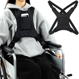 Threlaco Wheelchair Harness for Adults Wheelchair Seatbelt Wheelchair Belt for Elderly and Disabled Wheelchair Accessories Torso Support Wheelchair Vest Restraint Adjustable Straps Prevent Sliding