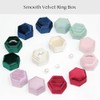 Caja de anillos de terciopelo hexagonal de 2 ranuras para