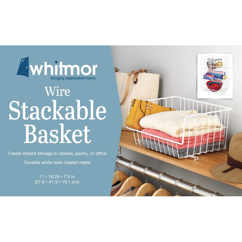 Whitmor Wire Stackable Basket, White