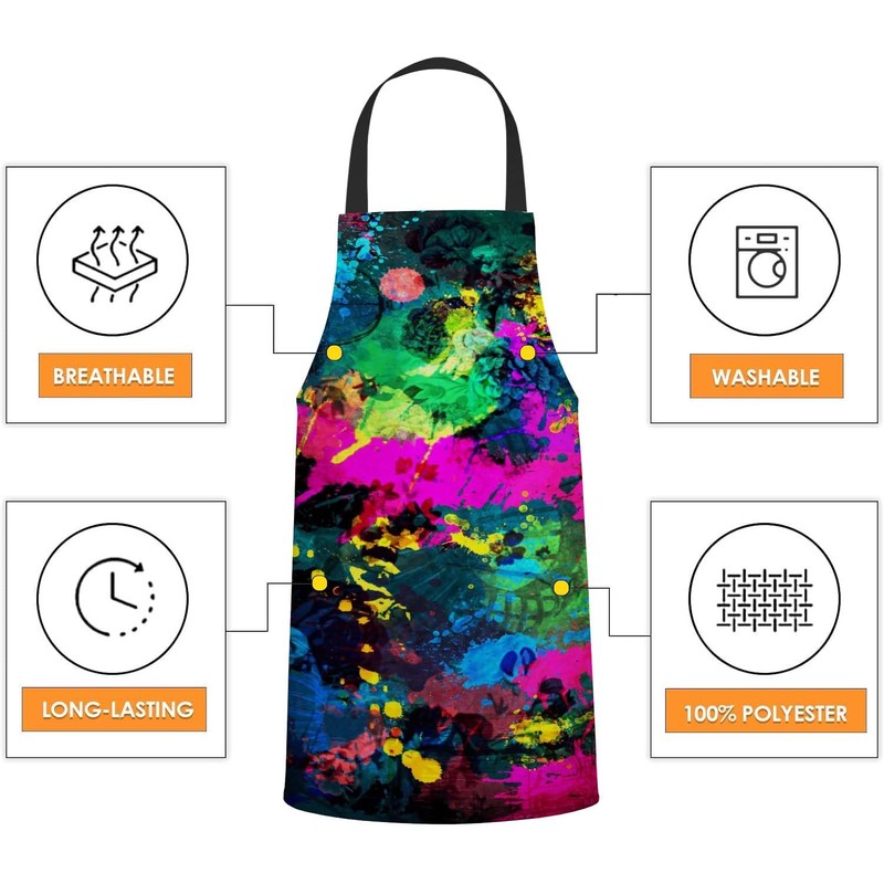 BGBDEIA Colorful Paint Splatter Apron for Women & Men, Adjustable