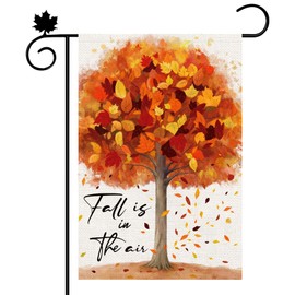 Heirloom Haven Fall Garden Flag Double Sided,Fall Is In The Air Autumn Tree Maple Leaves Small Burlap Garden Flag for Outside Holiday Farmhouse Yard Decoration 12x18 Inch