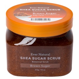 Ever Natural Shea Sugar Body Scrub, Body Smoother, Body Care, Massage, Butt, Elbow, Knee, Blackhead Care, Exfoliating Care, Natural Ingredients (Brown Sugar)