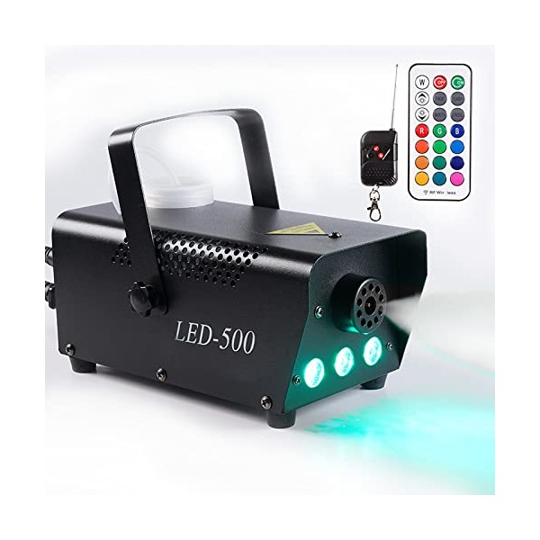 500W Fog Machine,Smoke Machine with LED Lights Wireless Remote Control