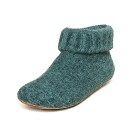 Gottstein Felt Slippers Knit Boot - Hut Shoes for Men and Women | Made of Pure Virgin Wool - High-Quality Sole Made of Cowhide Leather - Closed Sock Shoes, oceangreen