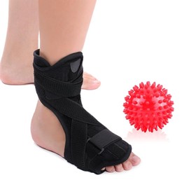 Tefola Fascitis Plantar Night Brace, Férula Fascitis Plantar Nocturna con Bola de Masaje Roja Bracket de Soporte para Fascitis Flantar Protección Elástica para Recuperación de Lesiones Estiramiento de Correas Dormir y Descansar con Medias Elásticas