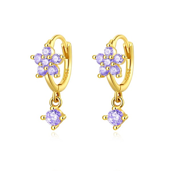 Mini Huggie Hoop Earrings With Dangle Charm 925 Sterling Silver