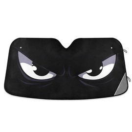 Evil White Eyes Windshield Sun Shade for Car Auto SUV Truck Foldable Front Window Sunshade Sun Visor Protector Block UV Rays Reflect Heat, 55" x 28"