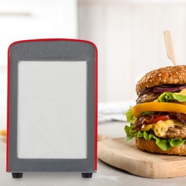 Relaxdays Napkin Dispenser Retro Metal Small Napkin Holder for Ice Cream Parlor, Café, Bistro, HBT: 15 x 9.5 x 11, Red