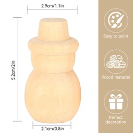 30PCS Wooden Peg Dolls, Unfinished Natural Wooden Snowman Wooden Peg People Shape Figures Wooden Pegs People Shape Doll for Painted or Craft
