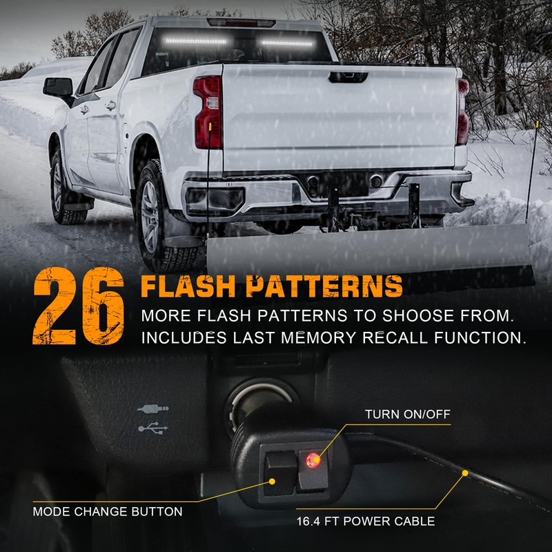 XRIDONSEN 2 in 1 White Traffic Advisor Light Bar 144