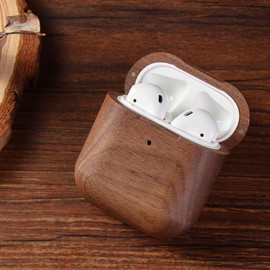 Handmade Natural Wood Airpod Case| Full-Body Protective Wood Case for Apple Airpod with Holes for Lanyard (Airpod 1/2, Walnut)