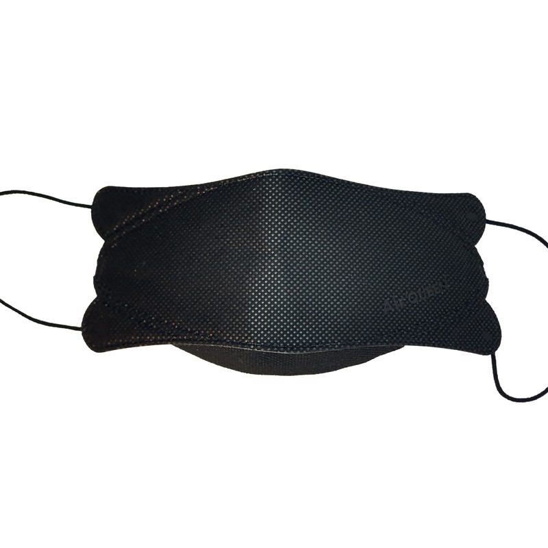 [10P] AirQUEEN nano fiber filter mask, Large, Black, Individually wrapped,