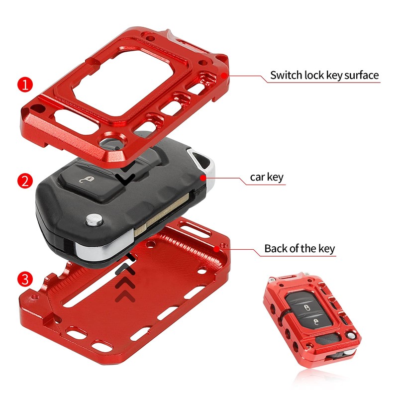 JeCar Key Fob Cover Case Key Holder Shell for 2018-2023