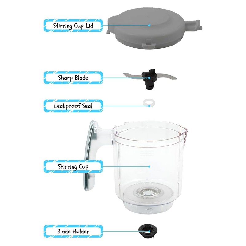 Replacement Stirring Cup & Blade with Steaming Basket for EVLA'S