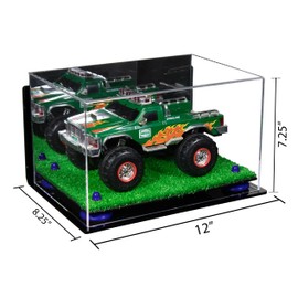 Better Display Cases Acrylic Versatile Display Case - Medium Rectangle Box with Mirror Case, Dark Blue Risers, Wall Mount and Turf Base 12" x 8.25" x 7.25" (A018/V40)
