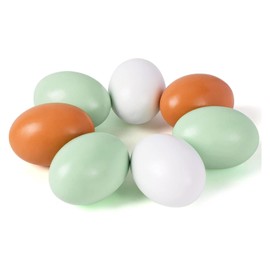SallyFashion 7 Pcs Wooden Fake Eggs, 3 Colors Wood Eggs for Crafts Fake Chicken Eggs Nesting Eggs Home Decor