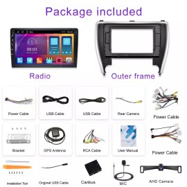 Camecho For 2015-2017 Toyota Camry Apple Carplay Car Radio Android 13 GPS Navi 2+32G CAM