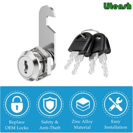 Litensh Letterbox Lock with 4 Keys, Post Box Lock Drawer Lock Lever Lock Mailbox Lock Cam Lock Cupboard Lock Cabinet Doors Locker Lock, Diameter 18 mm (1, 20MM)