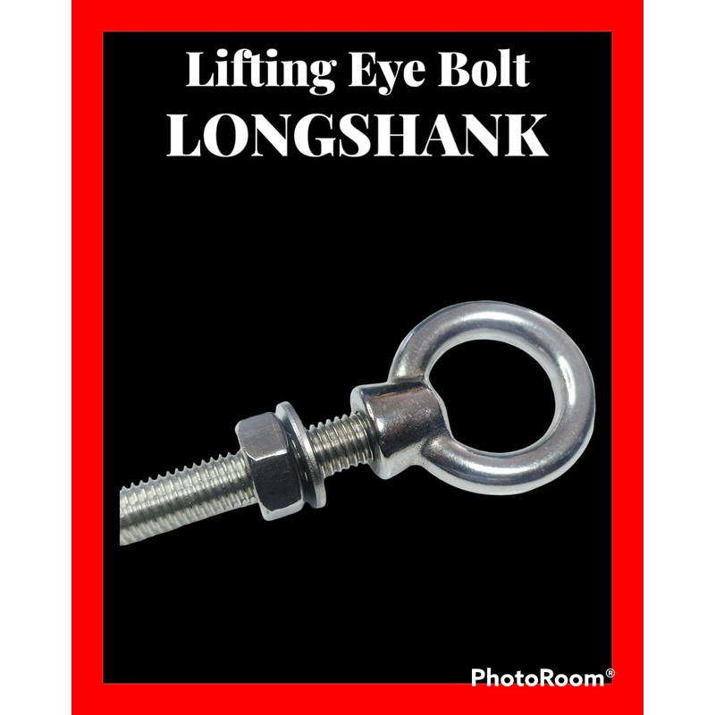 M6 x 80mm Lifting Long Eye Bolt Longshank with Full