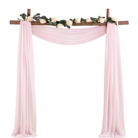 Socomi Wedding Arch Draping Fabric 1 Panel 29" x 19Ft Blush Pink Sheer Chiffon Curtain Drapes 6 Yards for Wedding Ceremony Birthday Party Decoration